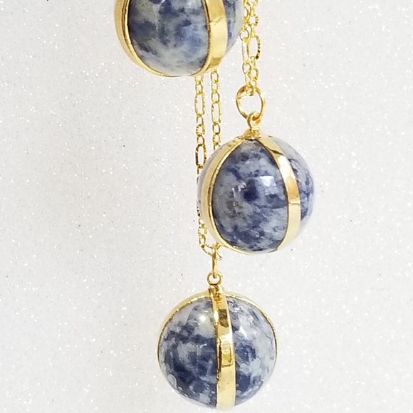Eleonorajewels Jewelry - Sodalite sphere gold elactroplated chain necklace